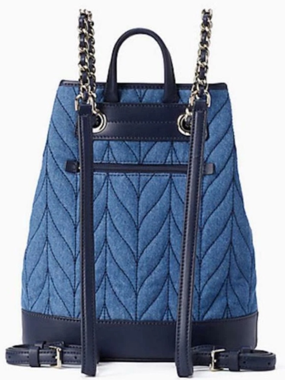 KATE SPADE Denim Quilted Backpack Briar Lane Blue Chain - Picture 4 of 8